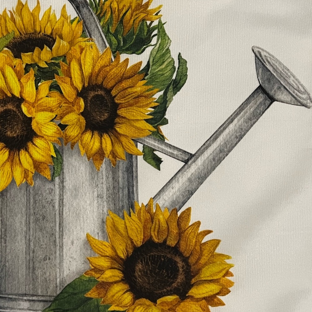 NEW Printed Sunflower in Watering Can Decorative Accent throw Pillow 17x17 - Picture 3 of 5